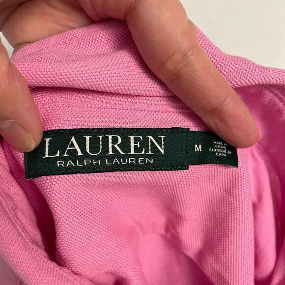 Lauren Ralph Lauren pink textured button front collared long sleeve shirt Medium - Picture 6 of 10